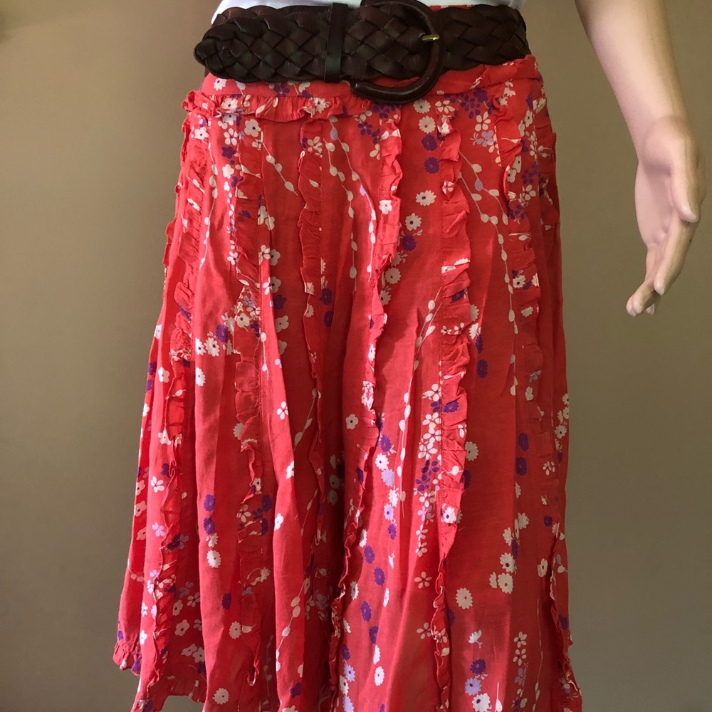 Odille salmon pink ruffle skirt